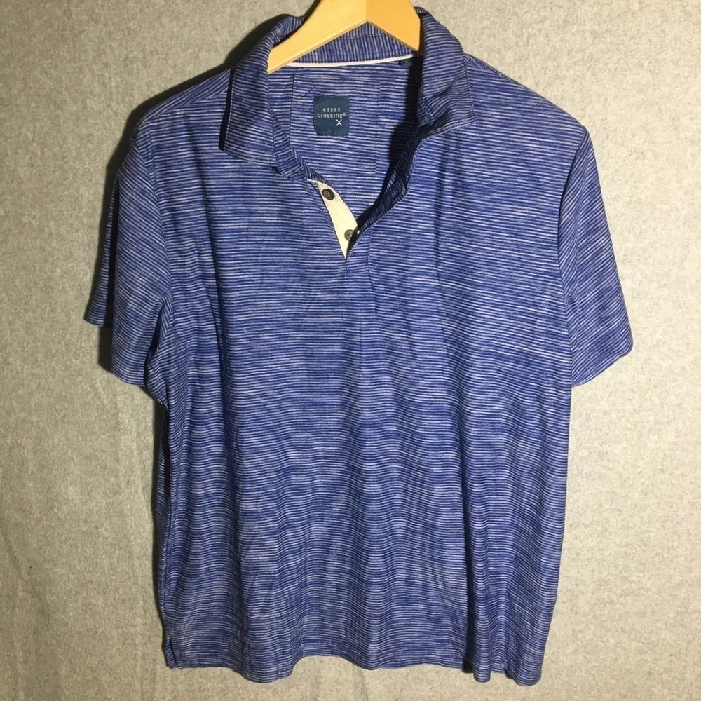 Mens Essex Crossing Polo Blue White Striped Golf Outdoors Sports Summer Spring